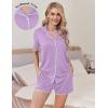 Ekouaer Pajamas for Women Set 2 Piece Soft Button Up Pjs Short Sleeve Summer Lounge Sets Comfy Sleepwear(Lavender)