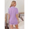 Ekouaer Pajamas for Women Set 2 Piece Soft Button Up Pjs Short Sleeve Summer Lounge Sets Comfy Sleepwear(Lavender)