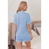 Ekouaer Pajamas for Women Set 2 Piece Soft Button Up Pjs Short Sleeve Summer Lounge Sets Comfy Sleepwear(Light Blue)