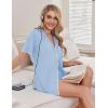 Ekouaer Pajamas for Women Set 2 Piece Soft Button Up Pjs Short Sleeve Summer Lounge Sets Comfy Sleepwear(Light Blue)