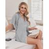 Ekouaer Pajamas for Women Set 2 Piece Soft Button Up Pjs Short Sleeve Summer Lounge Sets Comfy Sleepwear(Light Gray)