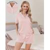 Ekouaer Pajamas for Women Set 2 Piece Soft Button Up Pjs Short Sleeve Summer Lounge Sets Comfy Sleepwear(Pink)
