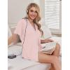 Ekouaer Pajamas for Women Set 2 Piece Soft Button Up Pjs Short Sleeve Summer Lounge Sets Comfy Sleepwear(Pink)