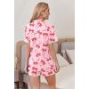 Ekouaer Pajamas for Women Set 2 Piece Soft Button Up Pjs Short Sleeve Summer Lounge Sets Comfy Sleepwear(Pink Bow Tie)