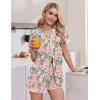 Ekouaer Pajamas for Women Set 2 Piece Soft Button Up Pjs Short Sleeve Summer Lounge Sets Comfy Sleepwear(Tropical Print)