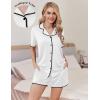 Ekouaer Pajamas for Women Set 2 Piece Soft Button Up Pjs Short Sleeve Summer Lounge Sets Comfy Sleepwear(White)