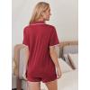 Ekouaer Pajamas for Women Set 2 Piece Soft Button Up Pjs Short Sleeve Summer Lounge Sets Comfy Sleepwear(Wine Red)