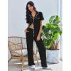 Ekouaer Pajamas for Women Set Button Up Soft Pjs Short Sleeve 2 Piece Lounge Sets Comfy Sleepwear(Black)