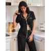 Ekouaer Pajamas for Women Set Button Up Soft Pjs Short Sleeve 2 Piece Lounge Sets Comfy Sleepwear(Black)
