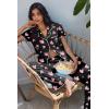 Ekouaer Pajamas for Women Set Button Up Soft Pjs Short Sleeve 2 Piece Lounge Sets Comfy Sleepwear(Black With Pink Hearts)
