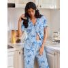 Ekouaer Pajamas for Women Set Button Up Soft Pjs Short Sleeve 2 Piece Lounge Sets Comfy Sleepwear(Blue Bow Tie)