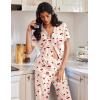 Ekouaer Pajamas for Women Set Button Up Soft Pjs Short Sleeve 2 Piece Lounge Sets Comfy Sleepwear(Cherry Teddy Bear)