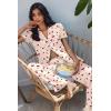 Ekouaer Pajamas for Women Set Button Up Soft Pjs Short Sleeve 2 Piece Lounge Sets Comfy Sleepwear(Cherry Teddy Bear)