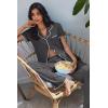 Ekouaer Pajamas for Women Set Button Up Soft Pjs Short Sleeve 2 Piece Lounge Sets Comfy Sleepwear(Deep Grey)