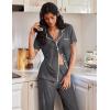 Ekouaer Pajamas for Women Set Button Up Soft Pjs Short Sleeve 2 Piece Lounge Sets Comfy Sleepwear(Deep Grey)