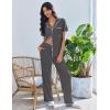 Ekouaer Pajamas for Women Set Button Up Soft Pjs Short Sleeve 2 Piece Lounge Sets Comfy Sleepwear(Deep Grey)