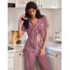 Ekouaer Pajamas for Women Set Button Up Soft Pjs Short Sleeve 2 Piece Lounge Sets Comfy Sleepwear(Dusty Mauve)