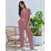 Ekouaer Pajamas for Women Set Button Up Soft Pjs Short Sleeve 2 Piece Lounge Sets Comfy Sleepwear(Dusty Mauve)