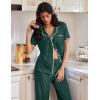 Ekouaer Pajamas for Women Set Button Up Soft Pjs Short Sleeve 2 Piece Lounge Sets Comfy Sleepwear(Green)