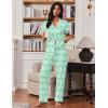 Ekouaer Pajamas for Women Set Button Up Soft Pjs Short Sleeve 2 Piece Lounge Sets Comfy Sleepwear(Green Butterfly)