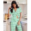 Ekouaer Pajamas for Women Set Button Up Soft Pjs Short Sleeve 2 Piece Lounge Sets Comfy Sleepwear(Green Butterfly)