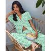 Ekouaer Pajamas for Women Set Button Up Soft Pjs Short Sleeve 2 Piece Lounge Sets Comfy Sleepwear(Green Butterfly)