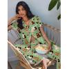 Ekouaer Pajamas for Women Set Button Up Soft Pjs Short Sleeve 2 Piece Lounge Sets Comfy Sleepwear(Green Cat Print)