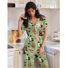 Ekouaer Pajamas for Women Set Button Up Soft Pjs Short Sleeve 2 Piece Lounge Sets Comfy Sleepwear(Green Cat Print)