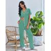 Ekouaer Pajamas for Women Set Button Up Soft Pjs Short Sleeve 2 Piece Lounge Sets Comfy Sleepwear(Green Gray)