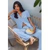 Ekouaer Pajamas for Women Set Button Up Soft Pjs Short Sleeve 2 Piece Lounge Sets Comfy Sleepwear(Light Blue)