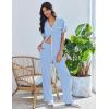 Ekouaer Pajamas for Women Set Button Up Soft Pjs Short Sleeve 2 Piece Lounge Sets Comfy Sleepwear(Light Blue)