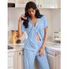 Ekouaer Pajamas for Women Set Button Up Soft Pjs Short Sleeve 2 Piece Lounge Sets Comfy Sleepwear(Light Blue)