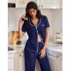 Ekouaer Pajamas for Women Set Button Up Soft Pjs Short Sleeve 2 Piece Lounge Sets Comfy Sleepwear(Navy Blue)