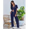 Ekouaer Pajamas for Women Set Button Up Soft Pjs Short Sleeve 2 Piece Lounge Sets Comfy Sleepwear(Navy Blue)