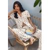 Ekouaer Pajamas for Women Set Button Up Soft Pjs Short Sleeve 2 Piece Lounge Sets Comfy Sleepwear(Paris Teddy)
