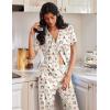 Ekouaer Pajamas for Women Set Button Up Soft Pjs Short Sleeve 2 Piece Lounge Sets Comfy Sleepwear(Paris Teddy)