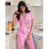 Ekouaer Pajamas for Women Set Button Up Soft Pjs Short Sleeve 2 Piece Lounge Sets Comfy Sleepwear(Pink Bow Tie)