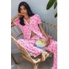 Ekouaer Pajamas for Women Set Button Up Soft Pjs Short Sleeve 2 Piece Lounge Sets Comfy Sleepwear(Pink Bow Tie)