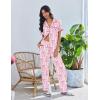 Ekouaer Pajamas for Women Set Button Up Soft Pjs Short Sleeve 2 Piece Lounge Sets Comfy Sleepwear(Pink Stripe & Bow)