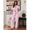 Ekouaer Pajamas for Women Set Button Up Soft Pjs Short Sleeve 2 Piece Lounge Sets Comfy Sleepwear(Pink Stripe & Bow)