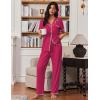 Ekouaer Pajamas for Women Set Button Up Soft Pjs Short Sleeve 2 Piece Lounge Sets Comfy Sleepwear(Rose Red)