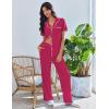 Ekouaer Pajamas for Women Set Button Up Soft Pjs Short Sleeve 2 Piece Lounge Sets Comfy Sleepwear(Rose Red)