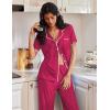 Ekouaer Pajamas for Women Set Button Up Soft Pjs Short Sleeve 2 Piece Lounge Sets Comfy Sleepwear(Rose Red)