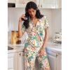 Ekouaer Pajamas for Women Set Button Up Soft Pjs Short Sleeve 2 Piece Lounge Sets Comfy Sleepwear(Tropical Print)