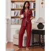 Ekouaer Pajamas for Women Set Button Up Soft Pjs Short Sleeve 2 Piece Lounge Sets Comfy Sleepwear(Wine Red)