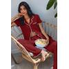 Ekouaer Pajamas for Women Set Button Up Soft Pjs Short Sleeve 2 Piece Lounge Sets Comfy Sleepwear(Wine Red)