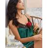 Ekouaer Satin Pajama Set for Women 2 Piece Silky Pjs Lace Cami Top and Shorts V Neck Lingerie Soft Nightwear(Lake Green)