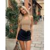 Ekouaer Women Halter Top Backless Scroop Neck Slim Stretchy Ribbed Knit Camisole Crop Tops S-XXL(Beige+brown)