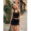 Ekouaer Women Halter Top Backless Scroop Neck Slim Stretchy Ribbed Knit Camisole Crop Tops S-XXL(Black+white)