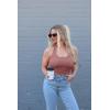 Ekouaer Women Halter Top Backless Scroop Neck Slim Stretchy Ribbed Knit Camisole Crop Tops S-XXL(Dusty Pink)